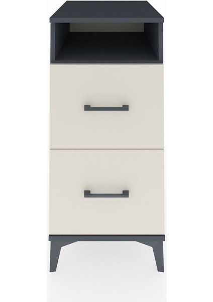 Kronos Komodin Tek Raflı 2 Çekmeceli 44X59X96 Antrasit-Aytaşı