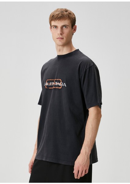 Medium Fit Bb Icon Siyah Logo Baskılı T-Shirt modelleri