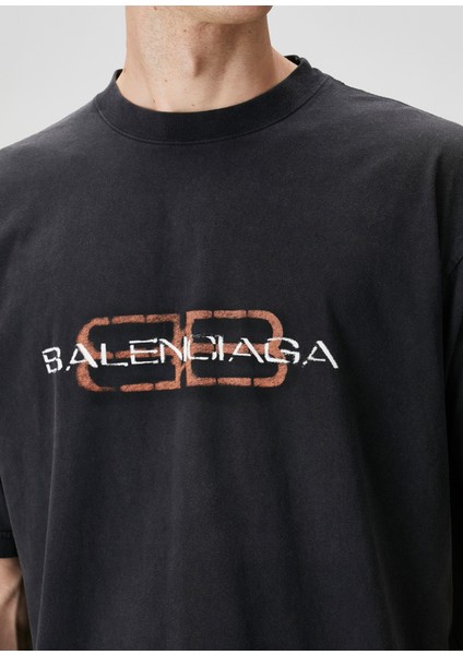 Medium Fit Bb Icon Siyah Logo Baskılı T-Shirt indirimleri