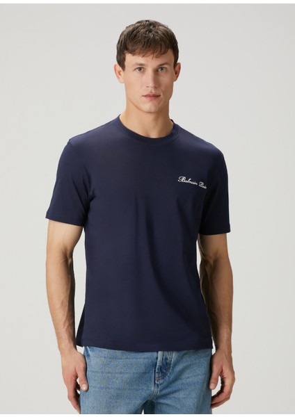 Lacivert Logo Nakışlı T-Shirt