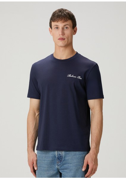 Lacivert Logo Nakışlı T-Shirt modelleri