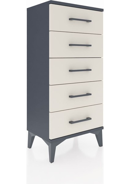 Arges Komodin 5 Çekmeceli 44X30X96 Antrasit-Aytaşı fiyatları