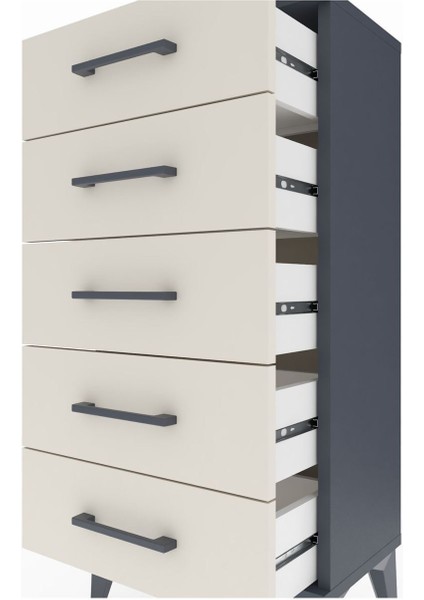 Arges Komodin 5 Çekmeceli 44X30X96 Antrasit-Aytaşı indirimleri