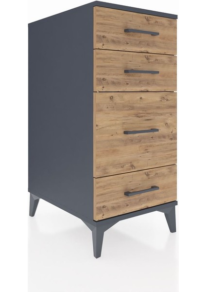 Kronos Komodin 4 Çekmeceli 44X59X96 Antrasit-Çam fiyatları