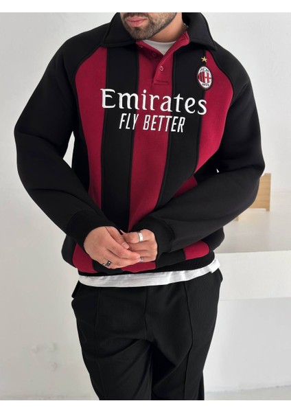 Oversıze Şardonlu Sweat - Bayern Munıh - Arsenal - Mılan Düğmeli Yaka Kaliteli Sweatshırt