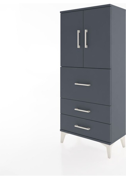 Hyperion Dolap Tek Raflı 3 Çekmeceli 2 Kapaklı 60X44X134 Antrasit-Antrasit modelleri