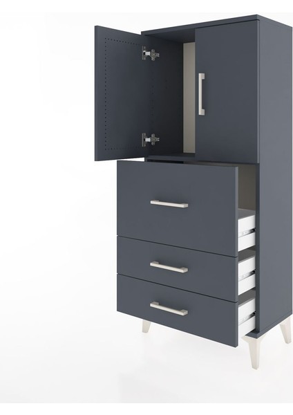 Hyperion Dolap Tek Raflı 3 Çekmeceli 2 Kapaklı 60X44X134 Antrasit-Antrasit fırsatları