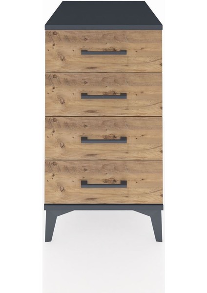 Kronos Komodin 4 Çekmeceli 44X59X80 Antrasit-Çam