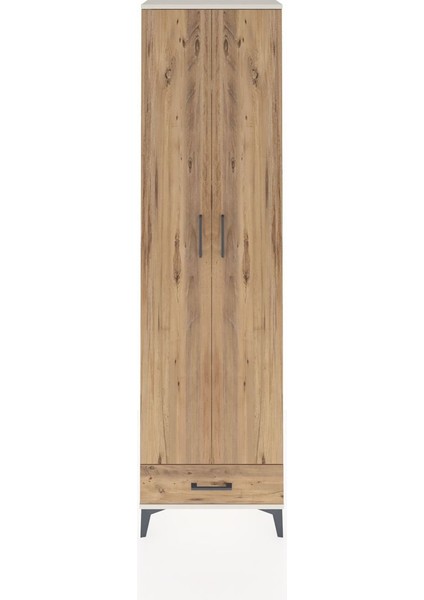 Arges Dolap 5 Raflı Tek Çekmeceli 2 Kapaklı 60X30X221 Aytaşı-Çam