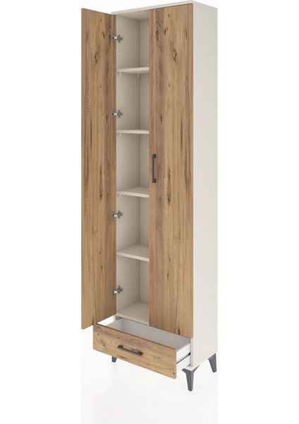 Arges Dolap 5 Raflı Tek Çekmeceli 2 Kapaklı 60X30X221 Aytaşı-Çam fırsatları