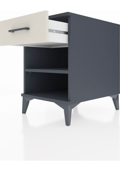 Kronos Komodin Tek Raflı Tek Çekmeceli 44X59X64 Antrasit-Aytaşı indirimleri