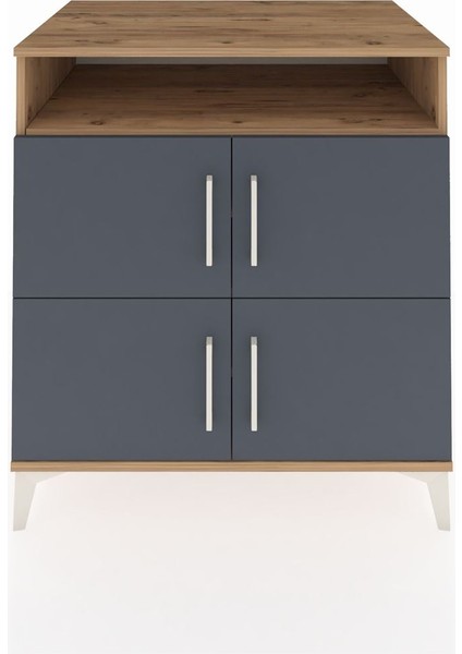 Kronos Şifonyer 4 Raflı 4 Kapaklı 88X59X96 Çam-Antrasit