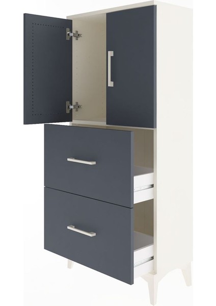 Arges Dolap Tek Raflı 2 Çekmeceli 2 Kapaklı 60X30X134 Aytaşı-Antrasit fırsatları