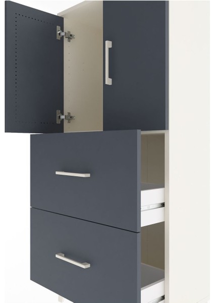 Arges Dolap Tek Raflı 2 Çekmeceli 2 Kapaklı 60X30X134 Aytaşı-Antrasit indirimleri