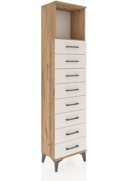 Arges Dolap Tek Raflı 8 Çekmeceli 44X30X182 Çam-Aytaşı fiyatları