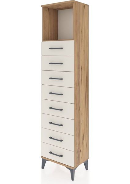 Arges Dolap Tek Raflı 8 Çekmeceli 44X30X182 Çam-Aytaşı modelleri