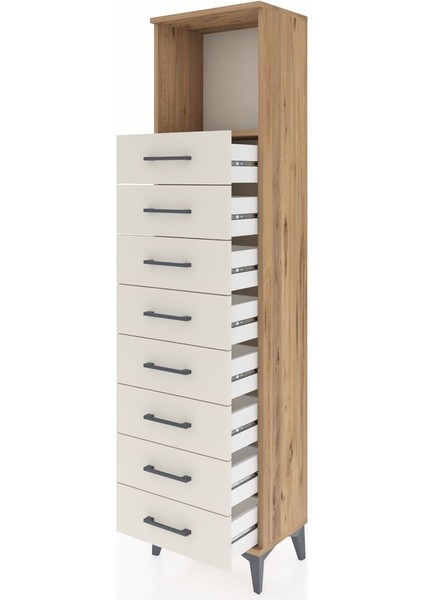 Arges Dolap Tek Raflı 8 Çekmeceli 44X30X182 Çam-Aytaşı fırsatları