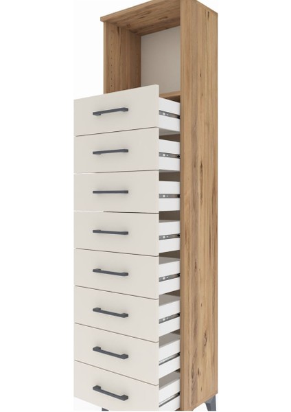 Arges Dolap Tek Raflı 8 Çekmeceli 44X30X182 Çam-Aytaşı indirimleri