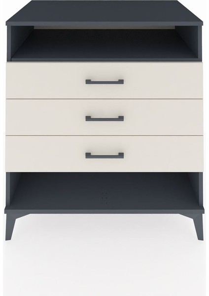 Kronos Şifonyer Tek Raflı 3 Çekmeceli 88X59X96 Antrasit-Aytaşı