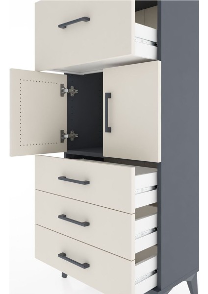 Hyperion Dolap Tek Raflı 4 Çekmeceli 2 Kapaklı 60X44X134 Antrasit-Aytaşı indirimleri