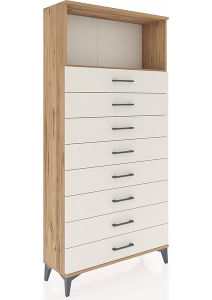 Arges Dolap Tek Raflı 8 Çekmeceli 88X30X182 Çam-Aytaşı fiyatları