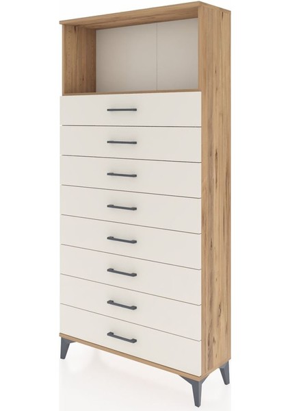 Arges Dolap Tek Raflı 8 Çekmeceli 88X30X182 Çam-Aytaşı modelleri