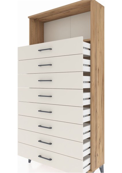 Arges Dolap Tek Raflı 8 Çekmeceli 88X30X182 Çam-Aytaşı indirimleri