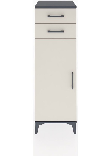 Hyperion Dolap 2 Raflı 2 Çekmeceli Tek Kapaklı 44X44X134 Antrasit-Aytaşı