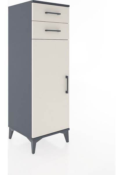 Hyperion Dolap 2 Raflı 2 Çekmeceli Tek Kapaklı 44X44X134 Antrasit-Aytaşı fiyatları