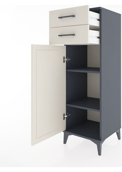 Hyperion Dolap 2 Raflı 2 Çekmeceli Tek Kapaklı 44X44X134 Antrasit-Aytaşı fırsatları