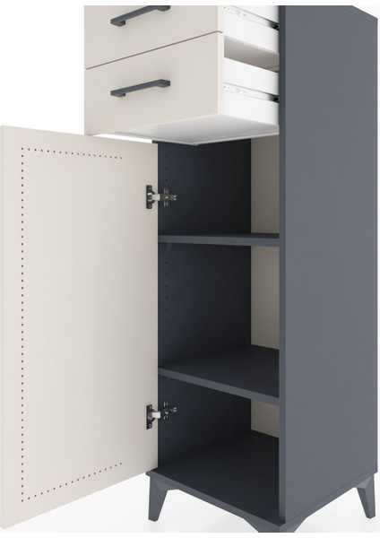 Hyperion Dolap 2 Raflı 2 Çekmeceli Tek Kapaklı 44X44X134 Antrasit-Aytaşı indirimleri