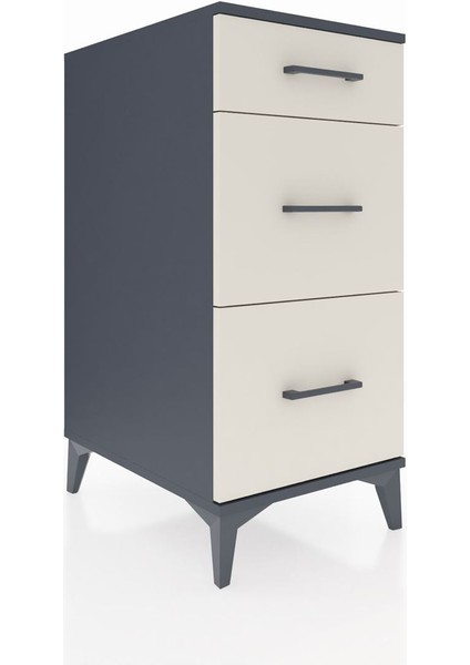 Kronos Komodin 3 Çekmeceli 44X59X96 Antrasit-Aytaşı fiyatları
