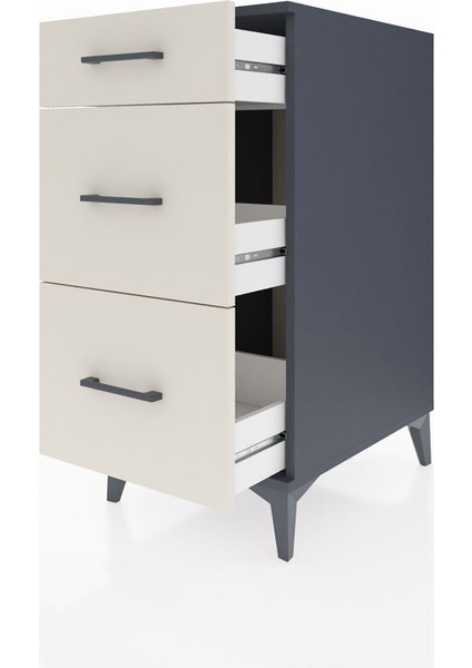 Kronos Komodin 3 Çekmeceli 44X59X96 Antrasit-Aytaşı fırsatları