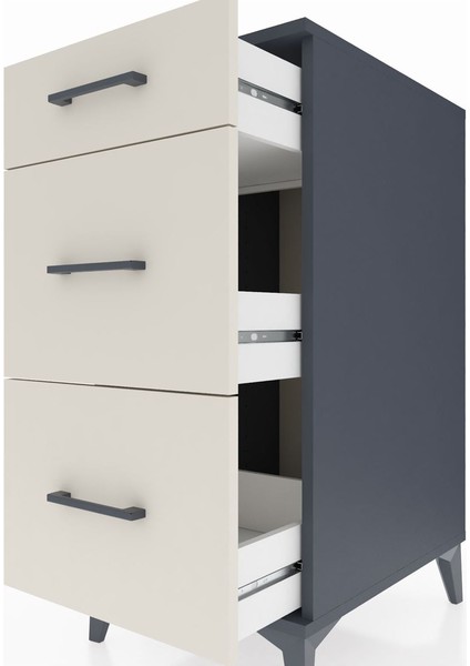 Kronos Komodin 3 Çekmeceli 44X59X96 Antrasit-Aytaşı indirimleri