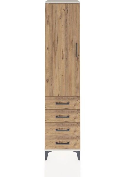 Hyperion Dolap 3 Raflı 4 Çekmeceli Tek Kapaklı 44X44X195 Aytaşı-Çam