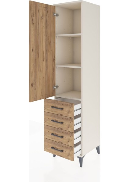 Hyperion Dolap 3 Raflı 4 Çekmeceli Tek Kapaklı 44X44X195 Aytaşı-Çam fırsatları