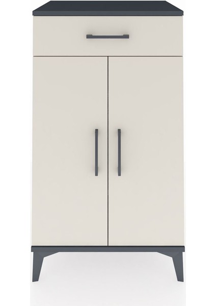 Hyperion Komodin 2 Raflı Tek Çekmeceli 2 Kapaklı 60X44X106 Antrasit-Aytaşı