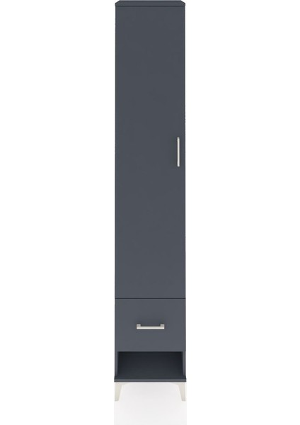 Hyperion Dolap 5 Raflı Tek Çekmeceli Tek Kapaklı 44X44X243 Antrasit-Antrasit