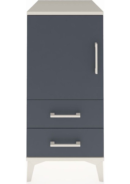 Kronos Komodin 2 Raflı 2 Çekmeceli Tek Kapaklı 44X59X96 Aytaşı-Antrasit