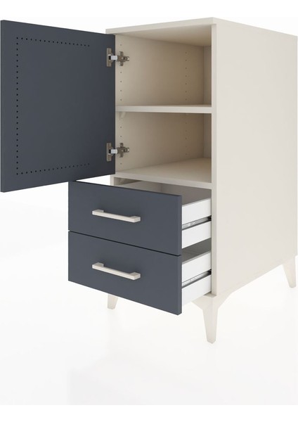 Kronos Komodin 2 Raflı 2 Çekmeceli Tek Kapaklı 44X59X96 Aytaşı-Antrasit fırsatları