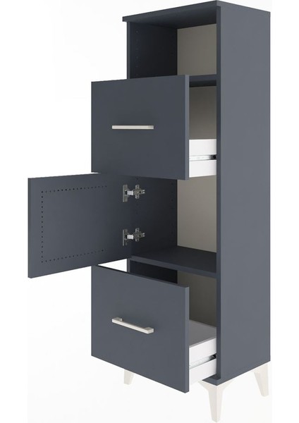 Arges Dolap 2 Raflı 2 Çekmeceli Tek Kapaklı 44X30X134 Antrasit-Antrasit fırsatları