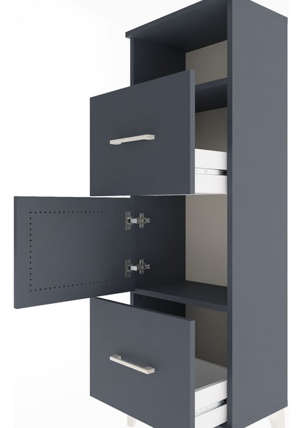 Arges Dolap 2 Raflı 2 Çekmeceli Tek Kapaklı 44X30X134 Antrasit-Antrasit indirimleri