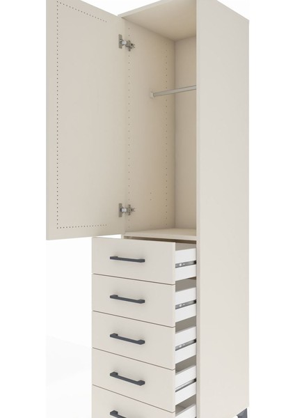 Hyperion Dolap Tek Raflı 5 Çekmeceli Tek Askılı 44X44X195 Aytaşı-Aytaşı indirimleri