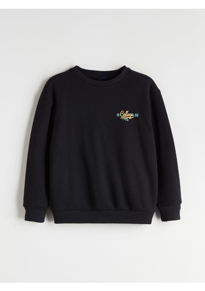 Yeni Sezon Bisiklet Yaka Baskılı Erkek Çocuk Sweatshirt