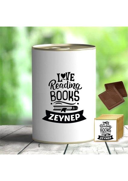 Kişiye Özel Love Reading Tasarımlı Hediyelik Çikolata Konservesi - MK06