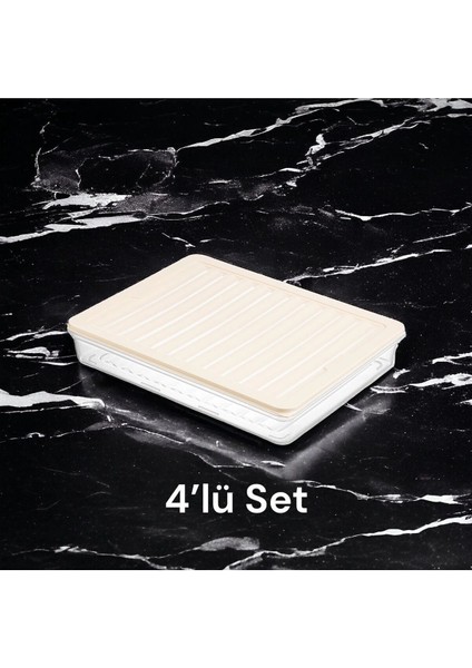 4'lü Set 2400 ml Buzdolabı Düzenleyici Buzluk ve Mikrodalga Saklama Kabı modelleri