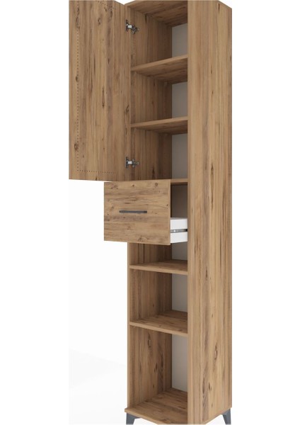 Hyperion Dolap 5 Raflı Tek Çekmeceli Tek Kapaklı 44X44X243 Çam-Çam indirimleri