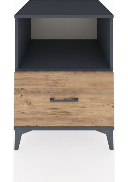 Kronos Komodin Tek Raflı Tek Çekmeceli 60X59X80 Antrasit-Çam