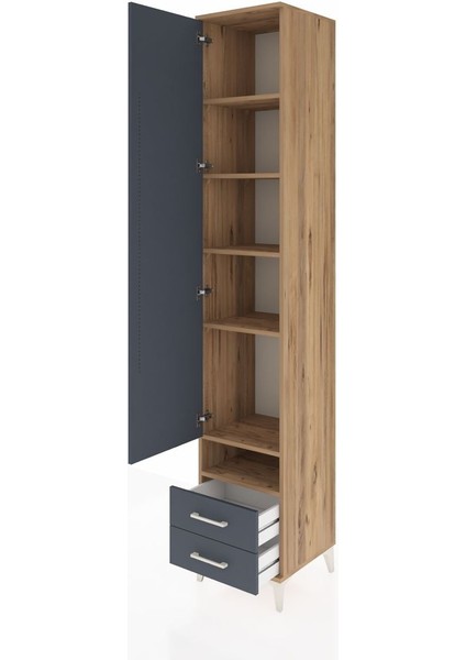 Hyperion Dolap 6 Raflı 2 Çekmeceli Tek Kapaklı 44X44X243 Çam-Antrasit fırsatları