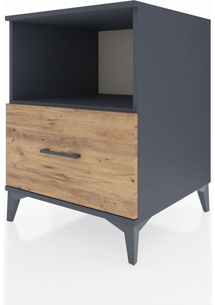 Kronos Komodin Tek Raflı Tek Çekmeceli 60X59X80 Antrasit-Çam modelleri
